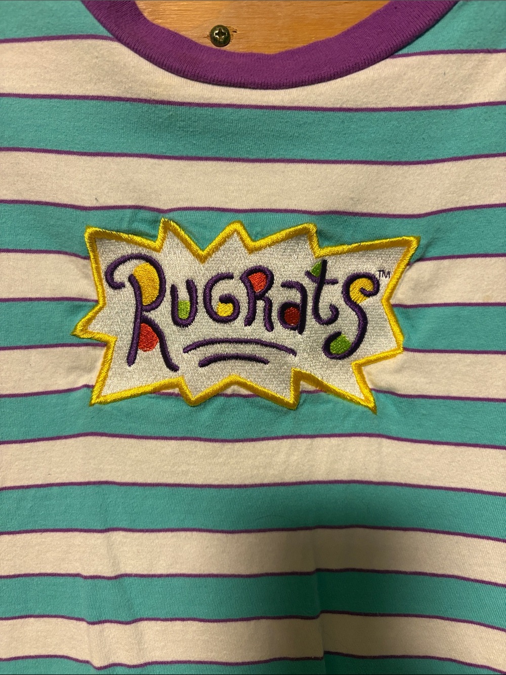 Nickelodeon Teal & White Striped Tee with Purple Neck - Picture 2 of 4